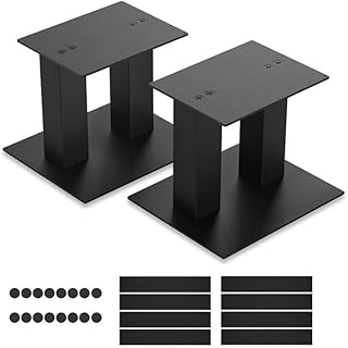 MAYQMAY Desktop Speaker Stands for Midsize Speakers, Professional Studio Monitor Stands, Helps Dampen Vibration & Reduce Audio Resonance, Medium (Black, Pair)
