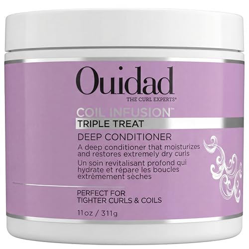 Ouidad Coil Infusion Triple Treat Deep Conditioner 11oz | Moisture Mask for 3C 4A 4B 4C Curly Coily Hair | Ceramide Repair with Black Castor, Avocado, Grapeseed Oils | Strength Care