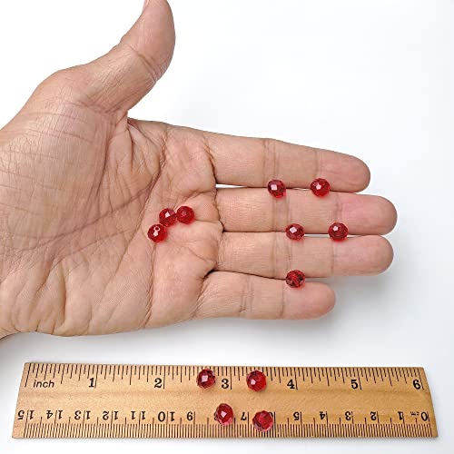 Image of 8mm Rondelle Red Glass Beads for Jewelry Making, 300pcs Faceted Briolette Crytal Spacer Beads for Bracelet Necklace Earring