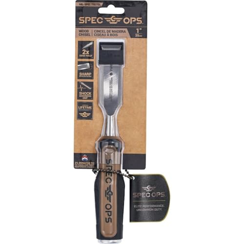 Spec Ops Tools Wood Chisel for Carpentry & Woodworking, Beveled Edge High-Carbon Steel Blade, Full Tang Shock-Absorbing Grip, 1" Blade by Spec Ops - Image 7