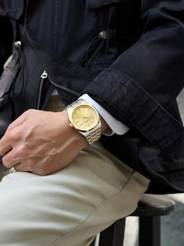 Image of French Connection Lumiere | Analog Display | Gold Dial | Silver Stainless Steel Strap | Watch for Men - FCU16TM