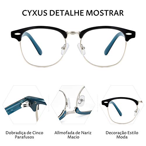 Cyxus Óculos de Luz Azul Óculos de Computador Lentes Transparentes Anti-Fadiga Ocular para Homens e