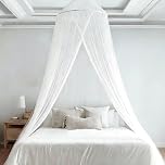 Bed Canopy Mosquito Net for Bed, Travel Foldable Mosquito Net, Mosquito Net for Bed with Hooks, Mesh Bed Canopy for Single/Double/King Size, White (Includes 1 Set of Hooks)