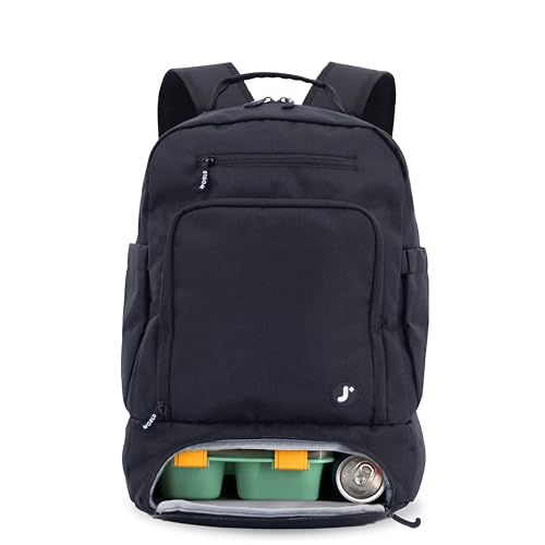 J World New York Lancheira térmica 2 em 1 para crianças. Mochila escolar para adultos, preta, 43 x 33 x 23 cm