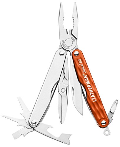 LEATHERMAN - Juice S2 Lightweight Multitool with Spring-Action Scissors and Anodized Aluminum Handles, Cinnabar Orange with Nylon Sheath
