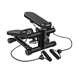 Máquina de Step para Casa, Mini Esccaladora Portátil con Bandas Elásticas y Resistencia Ajustable, Cardio Bajo Impacto con Monitor LCD – Silenciosa para Piernas y Glúteos