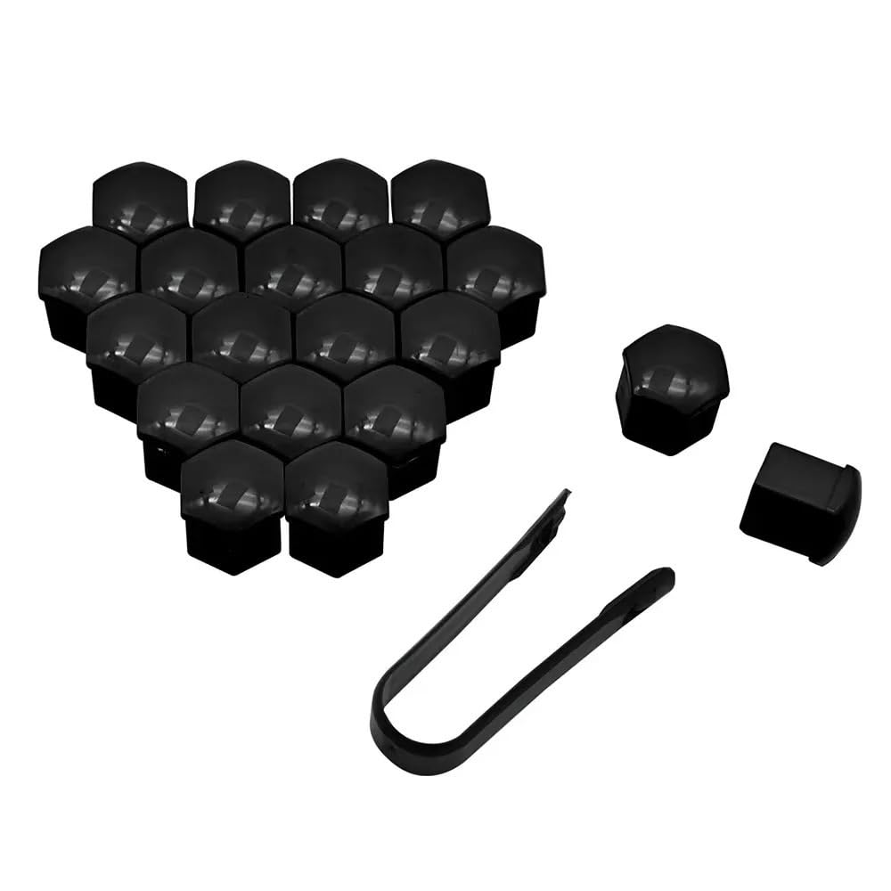 LOCKLGFMCZ 20Pcs Car Decoration Auto Anti-Rust Hub Screw Cover Rust Protection Automobile Wheel Nut 17 19 21mm Exterior Accessories(Black,19mm)