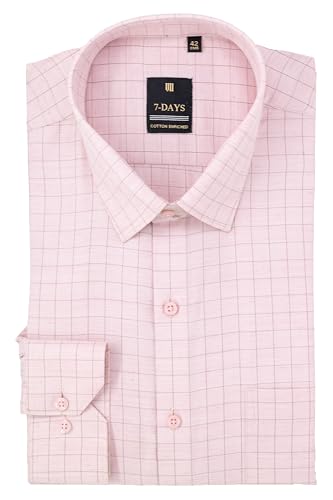 Image of 7-DAYS Men's Premium Checks Formal Shirt - Cotton Rich, Regular Fit, Full Sleeve, with Pocket, Wrinkle Resistant - Stylish Office & Everyday Wear.