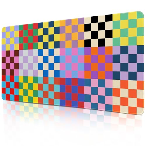 Lokigo Checkered Desk Mat, Large Mouse Pad for Desk, Anti-Slip Waterproof Big Mousepad, Cute DeskMatt for Desktop, Keyboard Mat for Computer Desktop (Retro Checkered)