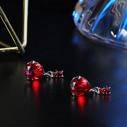 JOERICA 9 Pairs Stainless Steel CZ Dangle Earrings for Women Crystal Teardrop Earrings Set Multicolor Cubic Zirconia Birthstone Drop Earrings 6