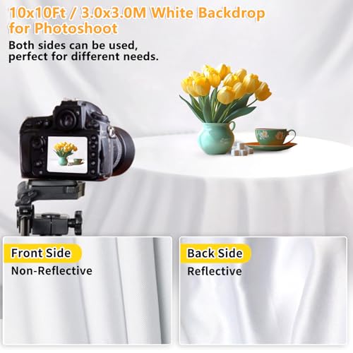 10 x 10 ft White Backdrop Curtain, Polyester Fabric Pure White Photo Backdrop for Photoshoot, Back Drop Cloth Background for Photography, Video Recording, Television (Backdrop only) by YAYOYA - Image 5