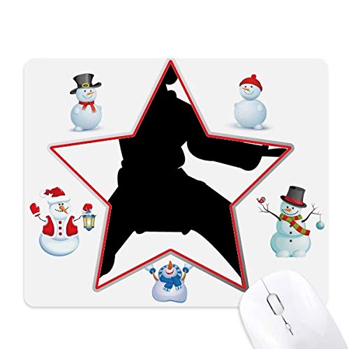 Tapis de souris Shaolin Kung Fu de Noël avec grand motif souris étoile antidérapant