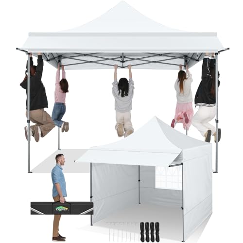 COBIZI Pavillon 3x3 Wasserdicht Stabil Winterfest mit Markisen und Seitenwänden UV Schutz 50+ Popup Faltpavillon Partyzelt Pavillon Faltbar für Garten Camping Strand Hochzeit(3 mal 3m Weiss)