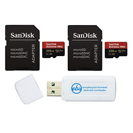 SanDisk Extreme PRO (UHS-1 U3 / V30) A2 256GB MicroSD Memory Card (2 Pack) for GoPro Hero9 Camera (Hero 9 Black) SDSQXCY-256G-GN6MA Bundle with (1) Everything But Stromboli SD & Micro SDXC Card Reader
