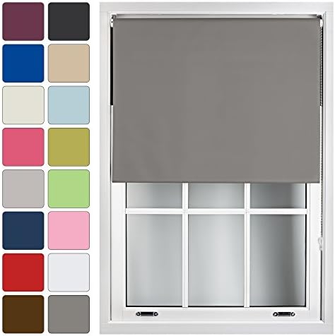 Furnished Blackout Roller Blinds for Windows Custom Made to Measure - Black Out Thermal Fabric Durable Fittings Easy Fit - Roller Blind, Dark Grey, Up To 60cm