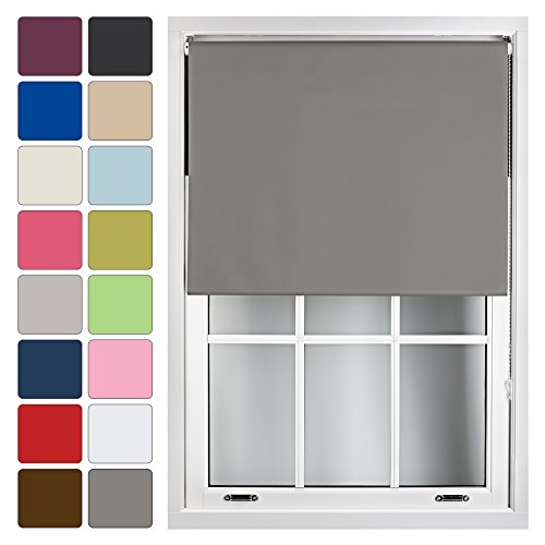 FURNISHED Roller Blinds Blackout Window Blind Custom Made to Measure - Black Out Thermal Fabric Durable Fittings - Roller Blind, Dark Grey, Up to 120W x 165H cm