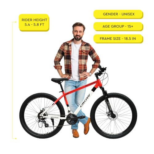 Image of CROW - SNYPER 21 Speed Gear Cycle for Men | Cycle for Boys | Steel Mountain Cycles for Men with Front Suspension & Dual Disc Brake 21 Geared MTB Bike 27.5T | Ideal for 12+ Years, Unisex