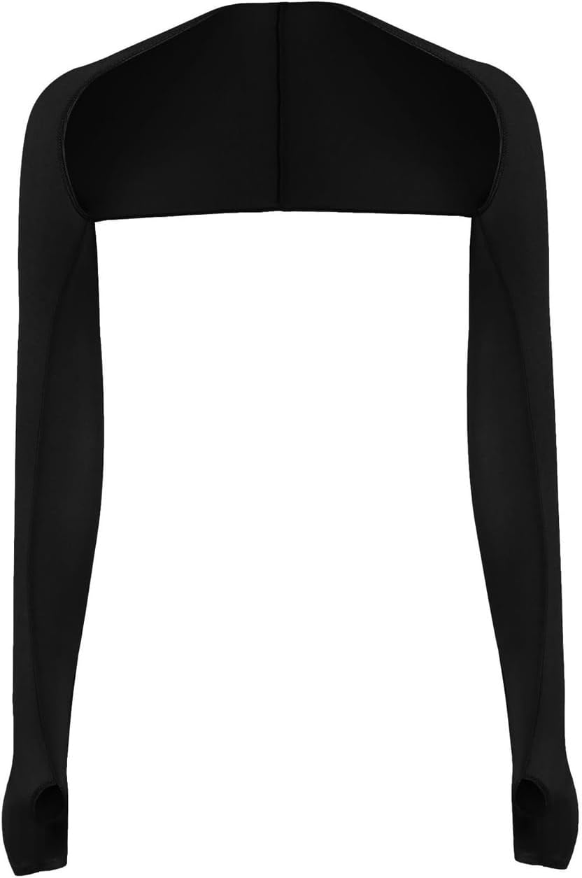 Women Cooling Shawl Arm Sleeve with Finger Hole Top Long Sleeve Open Front Workout Ballet Shrug Arm Sleeves