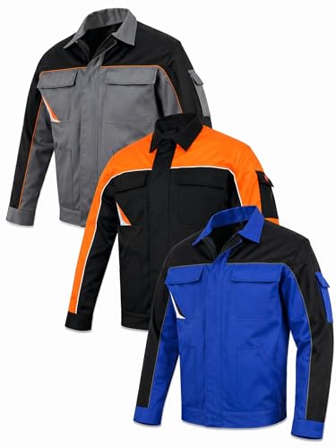 Arbeitsjacke Herren Arbeitsblouson Grau Größe 54 leichte Arbeitskleidung Männer 5 Taschen Handytasche verdeckter Reißverschluss Klett Ärmelbund Gummibund Innenausbau Trockenbau Renovierung Montage DIY