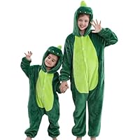 KAKU NANU Animal Onesie Kids Onesies for Girls Boys Animal Dinosaur Costume Kids Fleece Pyjamas Toddler Jumpsuit 3 4 Years Green