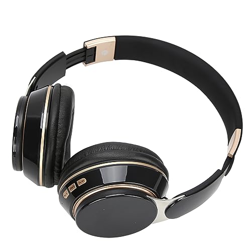 KIMISS Cuffie sovrauricolari, 5.0, wireless, over-ear, stereo, con microfono, 3,5 mm, cablate, per gaming, da viaggio, colore nero