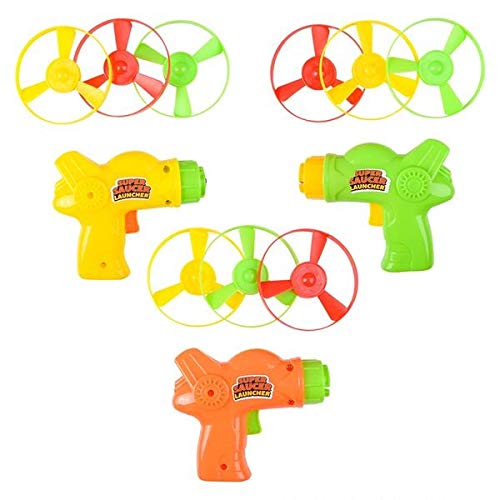 SRENTA 4" Colorful Flying Super Saucer Launcher Set, Spinning Shooter Flying Disc Toys