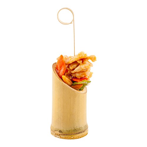 Restaurantware Round Natural Bamboo Tube, 2 x 3.5 in, 100 Pack