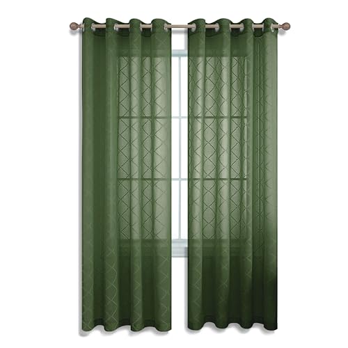 KOUFALL Olive Green Vintage Pattern Curtains 96 Inches Long for