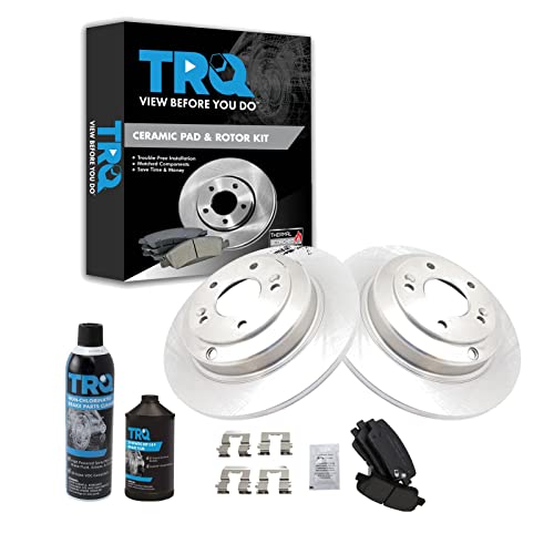 Image of TRQ Rear Brake Pad & Rotor Kit, with Chemical Kit Ceramic Compatible with 2010-2014 Hyundai Genesis Coupe