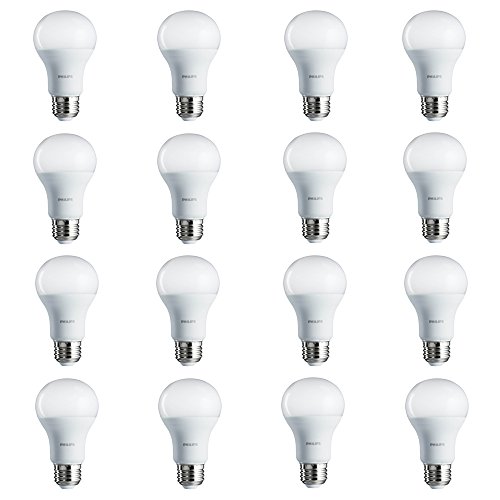 Philips LED Non-Dimmable A19 Frosted Light Bulb: 800-Lumen, 5000-Kelvin, 8.5-Watt (60-Watt Equivalent), E26 Base, Daylight, 16-Pack