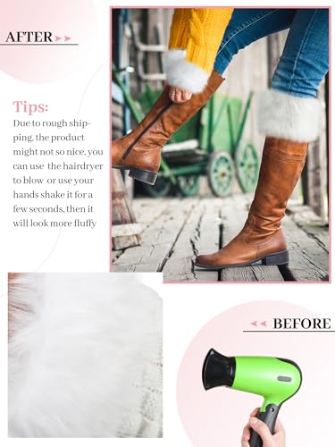 Bencailor Winter Fluffy Leg Warmers and Wrist Cuffs Warmers Set, Include Boot leg Cuffs Furry Fingerless Gloves4