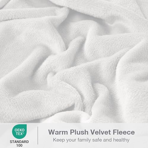 Image of Viviland Plush Micro Fleece Queen Bed Sheet Set - Soft Fuzzy Polar Fleece Velour Velvet Sheets - Extra Warm Winter Fleece Bed Sheets with Deep Pocket - White - Queen | Soft Flannel-like Fleece, 100% Polyester, Fluffy Velvety Feel, 200GSM, 15 inch Deep Pocket, Warm Winter Gift & Decor