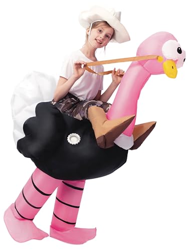 Spooktacular Creations Fantasia inflável de Halloween infantil, montando um avestruz, chapéu infláve