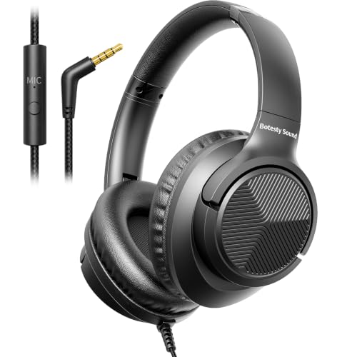 Botesty Sound Headphones Wired with Microphone, Over Ear Foldable 3.5mm Plug in Headphones with...