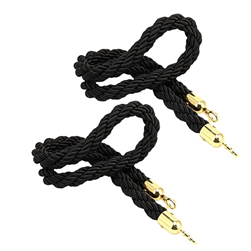 Absperrkordel Kommerzielle Verdickung Schwarz Rungenseil Mit Goldhaken, Hoch Belastbar Warteschlange Teiler Crowd Control Hängende Seile Für Hotelfeiern/Tanzstudios/Konzerte (Size : 2.5m/8.2ft) Cover