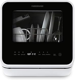 Farberware FDW05ASBWHA Portable Countertop Dishwasher with 5-Liter Built-in Water Tank - 5-Program System for Home, RV, and Apartment - Wash Dishes, Glass, Fruit, and Baby Products