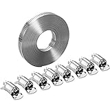 STEELSOFT Stainless Steel Band Clamp System Kit, DIY, Large Hose Clamp Worm Clamps 2.5''-115'' Diameter, 30 FT Strap + 8 Fasteners, Separated Fasteners Available, Metal Strapping, Exhaust Wrap Clamps