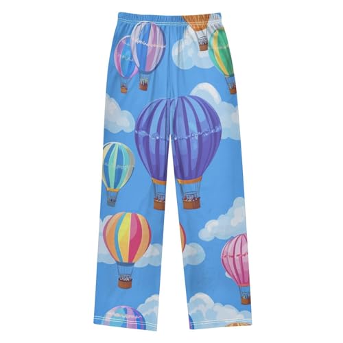 Hot Air Balloon Colorful Print Boys Long Pants Soft Trousers Elastic Waist Kids Lounge Bottoms with Pockets S-XL2