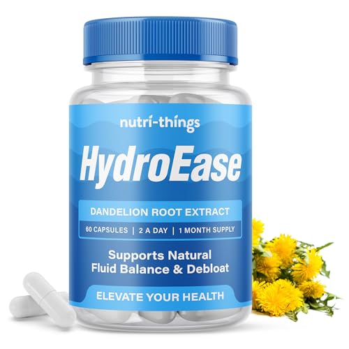 Water Retention Tablets by HydroEase - Balance, Cleanse, Detox & Debloat | Dandelion Root Extract 1800mg | Natural Fluid Regulation | Detox & Cleanse Support | 60 Vegan Capsules | 1 Month Supply