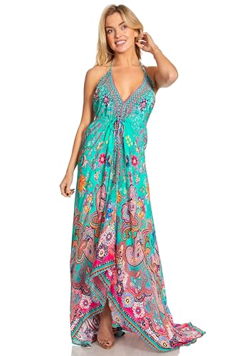 Image of Sakkas Lizi 2025 Womens Maxi High-Low Halter Handkerchief Long Dress Beach Party