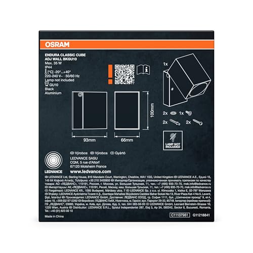 Applique d'extérieur ENDURA Classic Cube Osram noire GU10