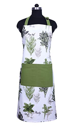 Amour Infini Herb Garden Apron, 100% Natural Cotton, Aprons for Women with Pockets