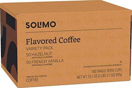 image for Amazon Brand - 100 Ct. Solimo Variety Pack Light Roast Coffee Pods, Ha