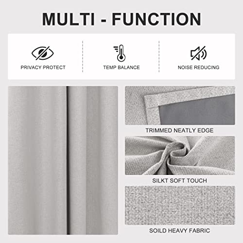 Iofryion Textured Linen Curtains 100% Blackout Curtains Soundproof Window Curtain Drapes With 3 Layer Grey Liner Anti-Rust Grommet Curtains For Bedroom Living Room, 2 Panels 52×45 In, Green #TOP6