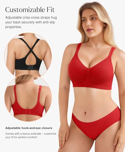 Image of Popilush Wireless Bras for Women Seamless Supportive Bra Full Coverage Comfortable Bralettes with Wide Strap