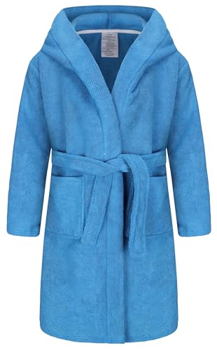 Listado de Albornoces para Niño para comprar online. 41 FunnyPaja - Albornoz de algodón con capucha para niños de 5 a 16 años, Azul, 11-12 Años