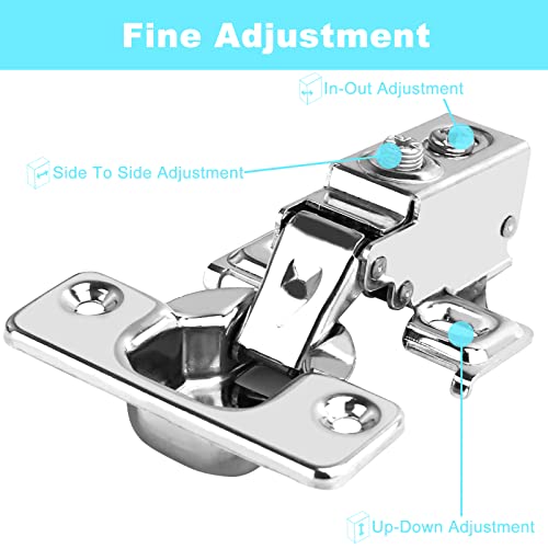 1/2 Inch Overlay Soft Slow Close Cabinet Hinges, 4Pcs Hidden Kitchen Cabinet Hinges, Stainless Concealed Slow Close Hinges For Cupboard Cabinets Doors Face Frame With Manual And Mounting Screws Aisuly #TOP3