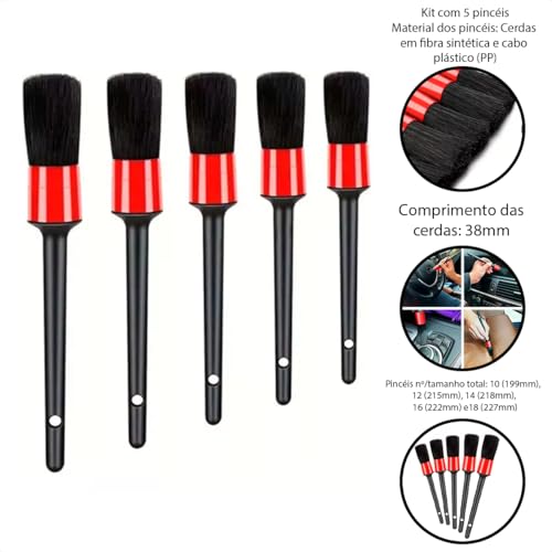 Kit Premium De Pincel Para Lavagem Detalhada Automotiva