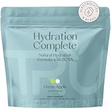 TRU Supplements Hydration Complete BCAA, Plant Based Amino Acids + Pink Himalayan Salt, Electrolytes & L-Carnitine, Vegan, Zero Calories, No Artificial sweeteners, 24 Servings, Green Apple
