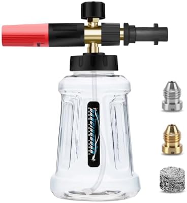 Verbesserte Schaumlanze Schaumkanone für Kärcher K-Serie K2 K3 K4 K5 K6 K7 Hochdruckreiniger, 1L Schneeschaumlanze mit Verstellbarer Schaumdüse für Autowäsche (Schwarz & Rot)